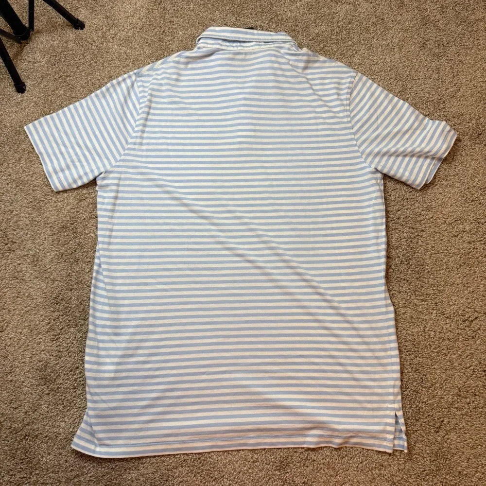 Polo Ralph Lauren Polo Shirt Mens M Blue Striped Classic Fit Pocket Short Sleeve
